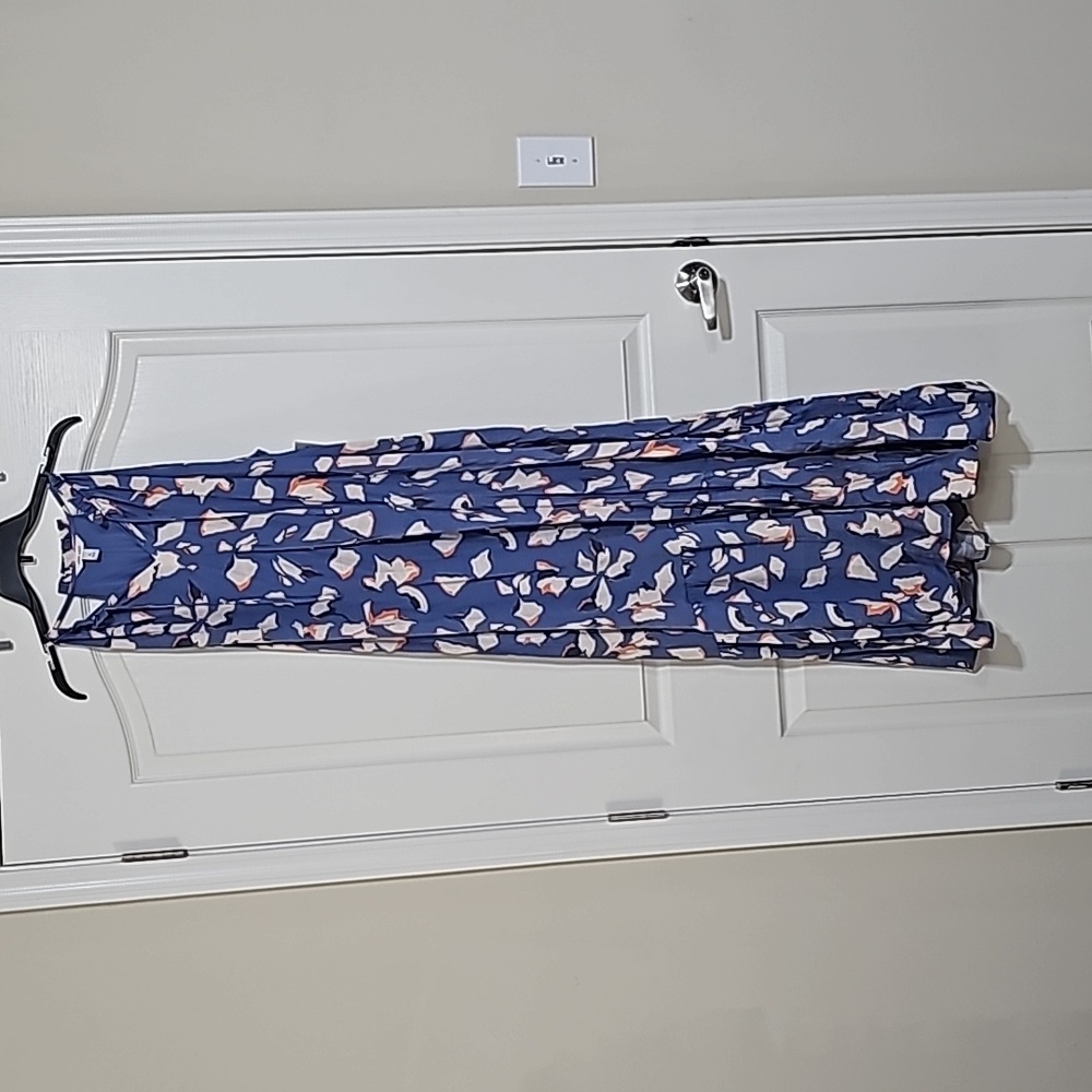 Nine West Blue Tiered Peasant Maxi Dress